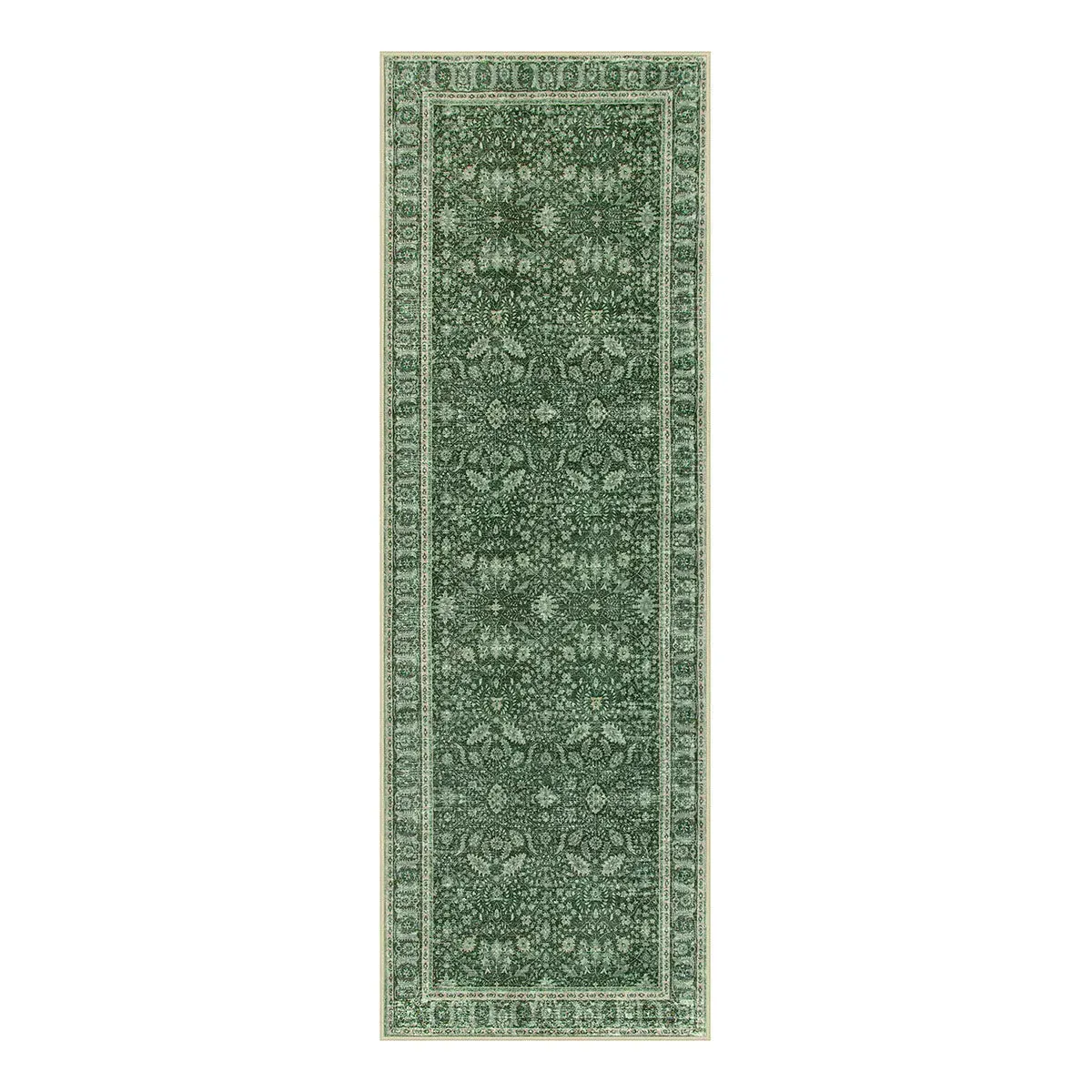 Odette Boho Vintage Border Floral Runner Rug - Green product