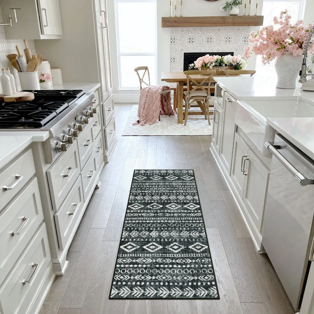Varena Moroccan Tribal Washable Rug - Black/White, Faux Wool product