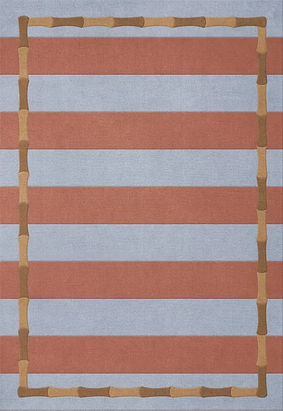 Alice Crawley Bamboo Stripe Rug - Blue Rust, Wool alternate view