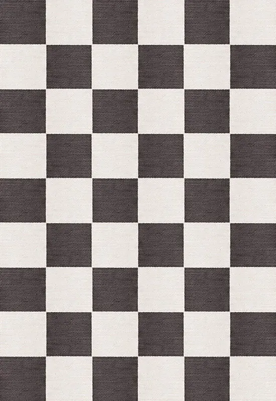 Chess Checkered Rug - Black & White, New Zealand Wool product
