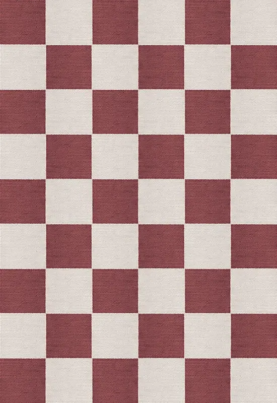 Chess Checkered Rug - Burgundy, New Zealand Wool alternate view