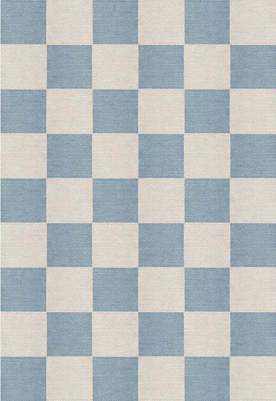 Chess Checkered Rug - Cornflower Blue, Wool alternate view