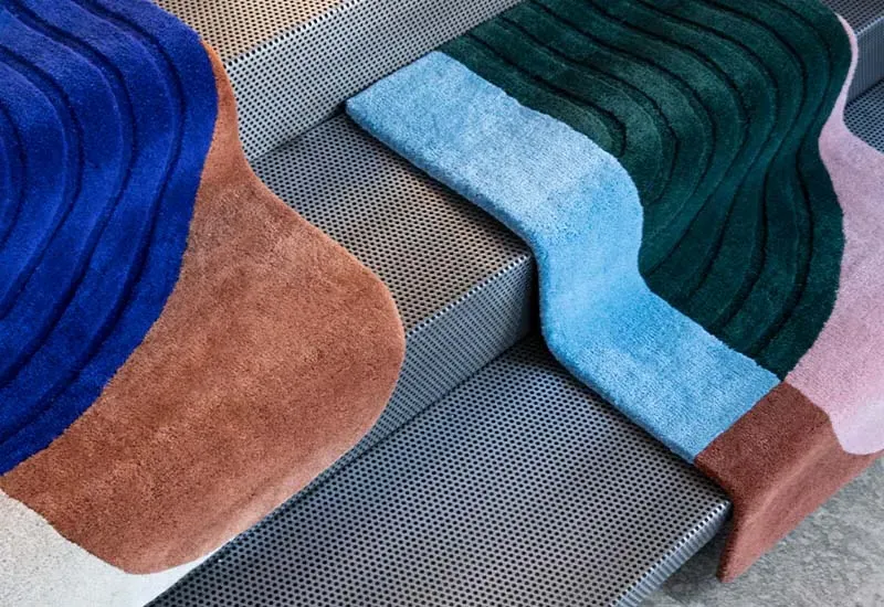 Follow The Trace Doormat Rug - Blue, Pink, Beige product
