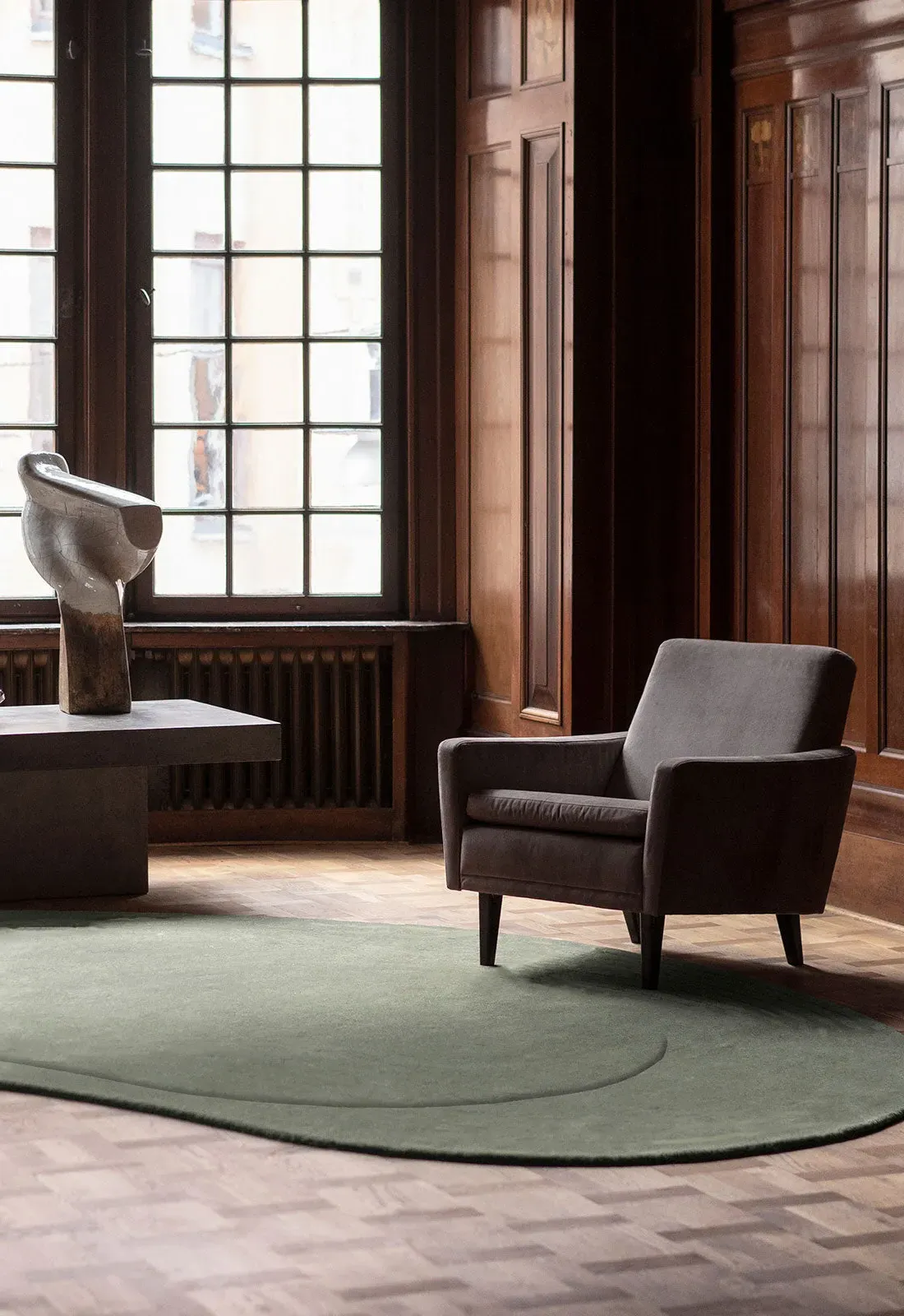 Residue Oval Rug - Sage Green, Wool alternate view