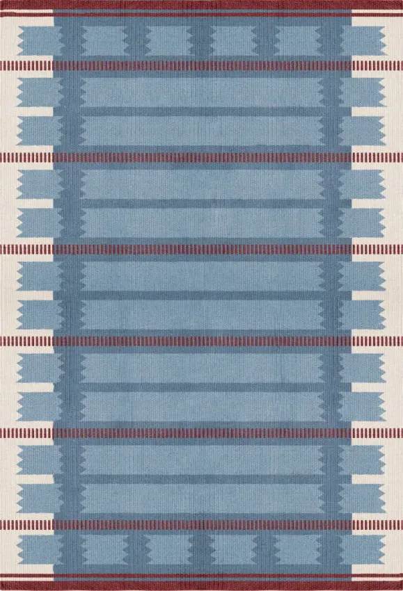 Rollakan Iris Flatweave Rug - Petrol Blue, Wool alternate view