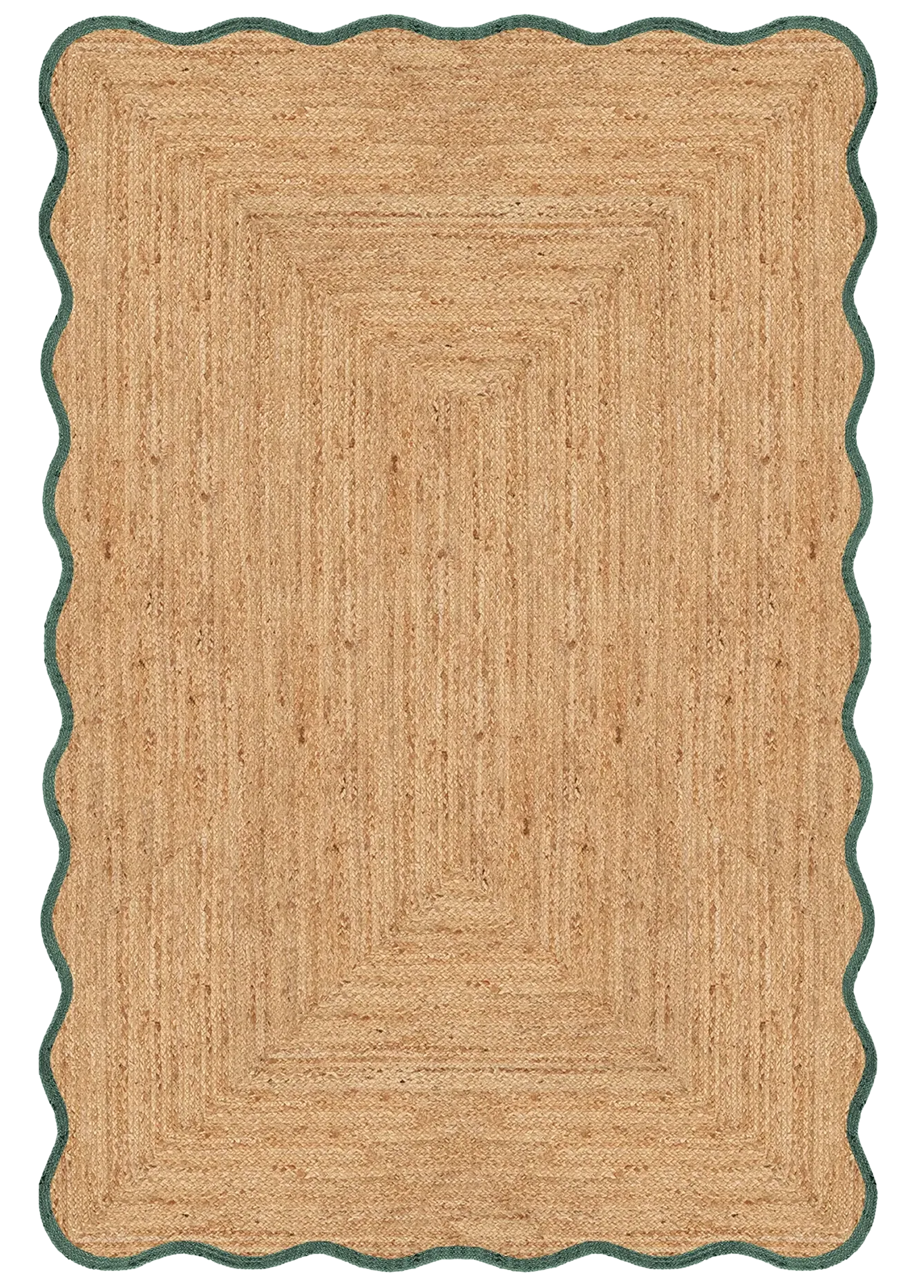 Scallop Jute Dark Green Rug - Beige, Jute alternate view