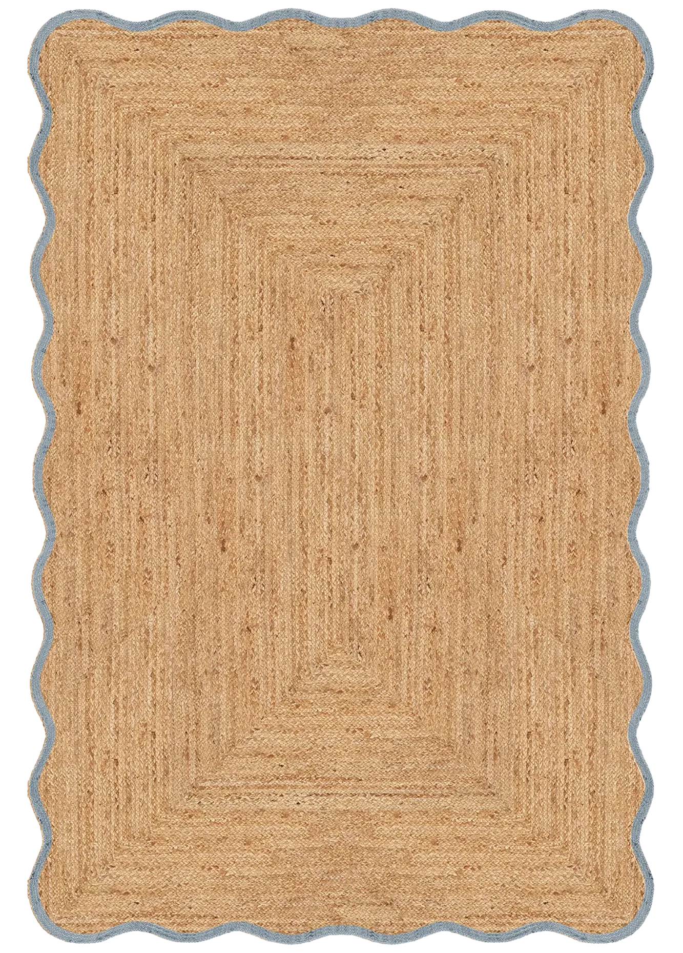 Scallop Jute Misty Blue Runner Rug - Beige, Jute alternate view