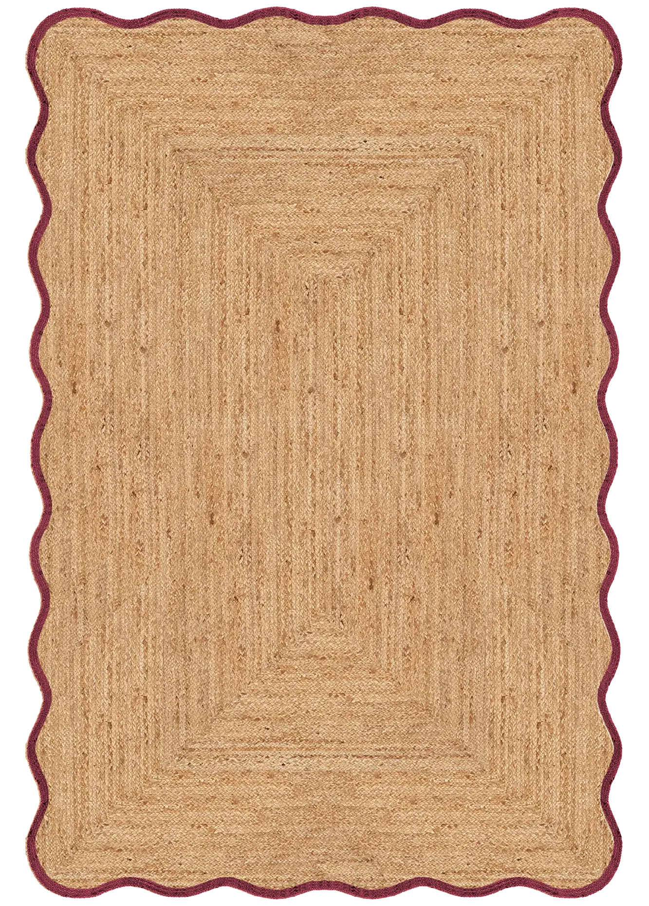 Scallop Jute Rug - Burgundy, Jute alternate view