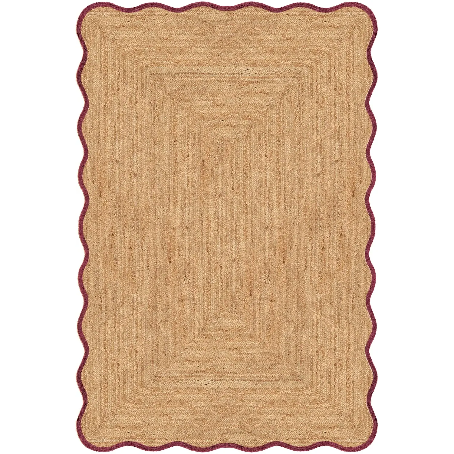 Scallop Jute Rug - Burgundy, Jute product