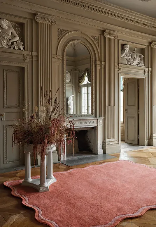 Scallop Organic-Edge Rug - Watermelon Pink, Wool alternate view