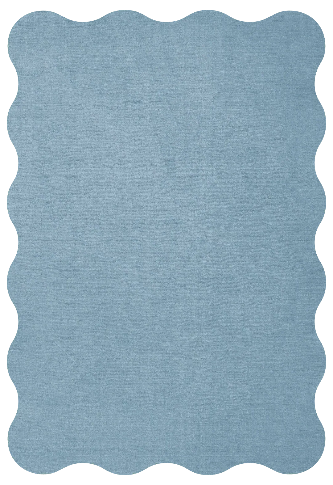 Scallop Organic Wool Rug with Wavy Edges - Soft Blue alternate view