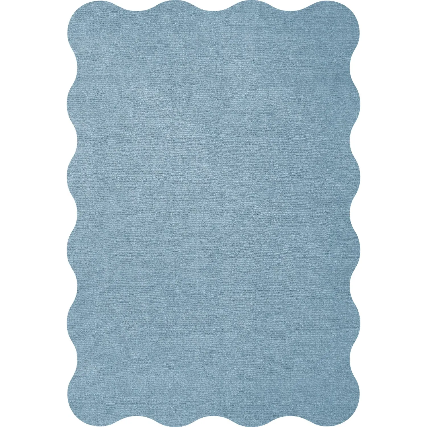 Scallop Organic Wool Rug with Wavy Edges - Soft Blue product