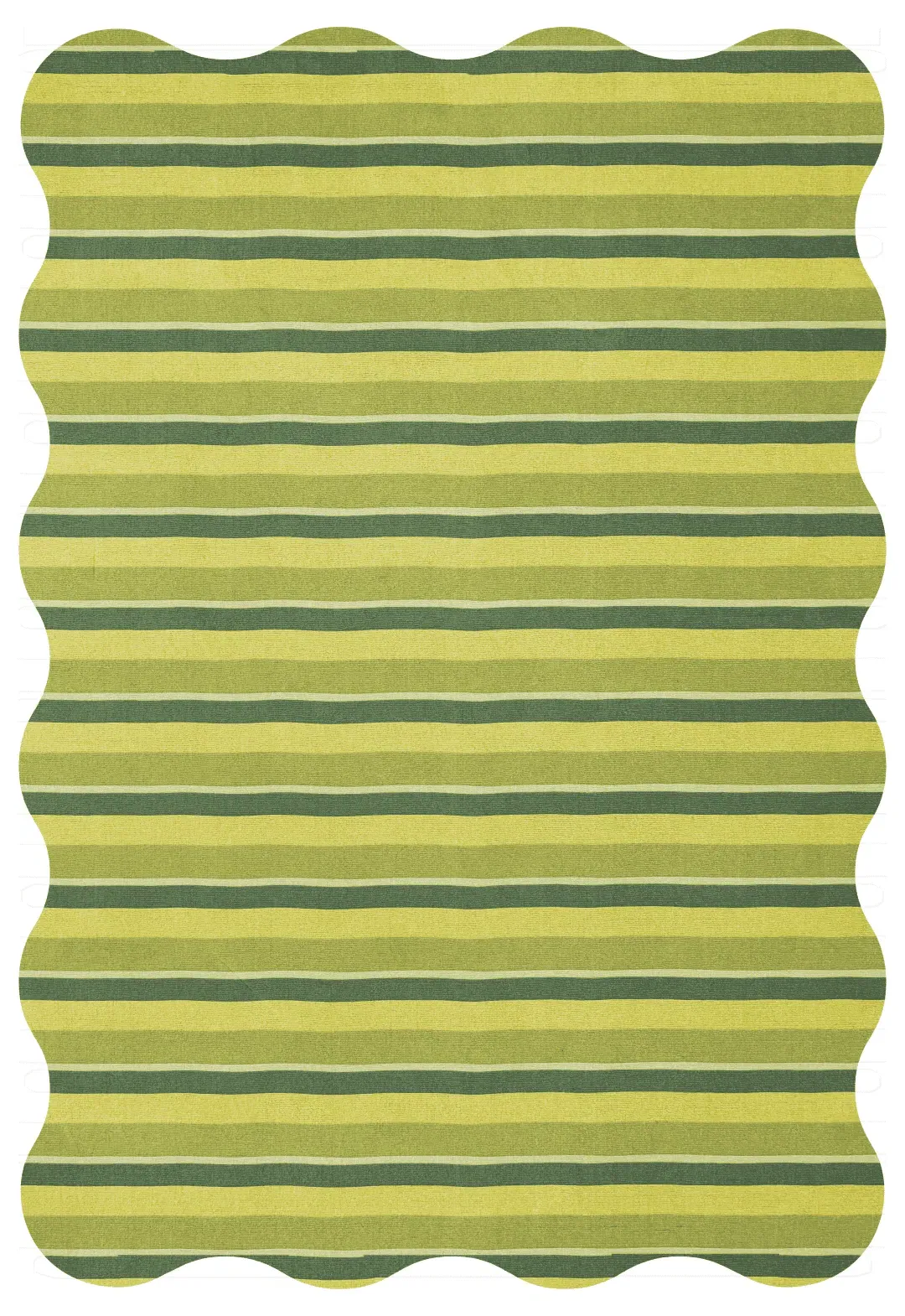 Scallop Rug with Wavy Edges - Lime Green, Wool alternate view