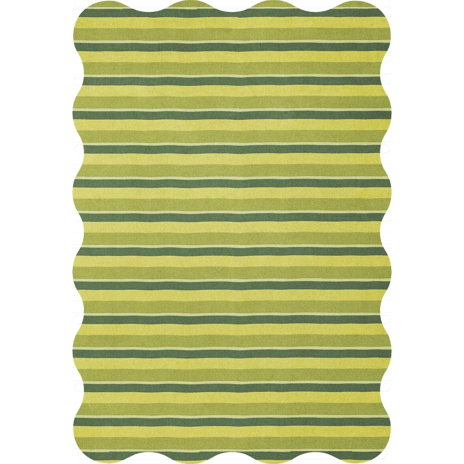 Scallop Rug with Wavy Edges - Lime Green, Wool product
