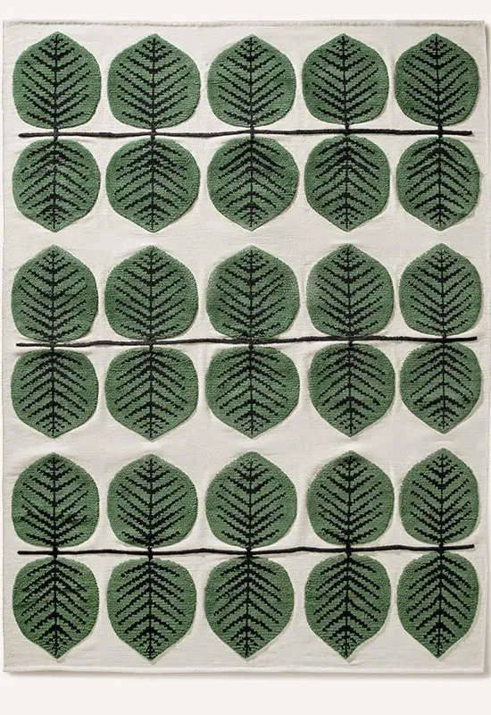 Stig Lindberg Bersa Birch Rug - Green, New Zealand Wool product