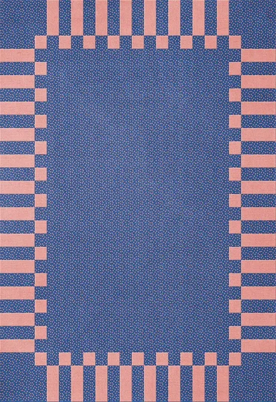 Teklan Frame Cobalt Salmon Rug - Wool alternate view