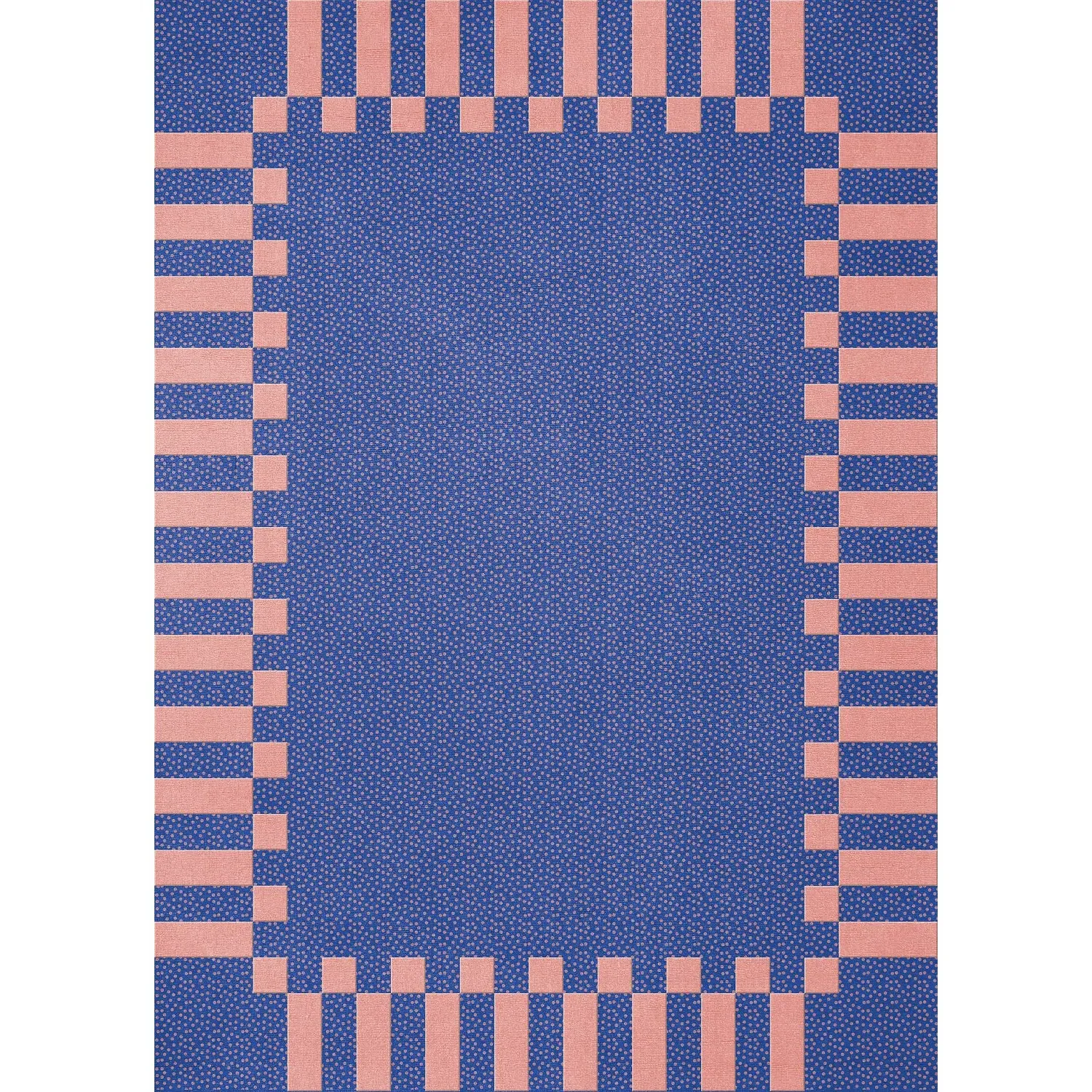 Teklan Frame Cobalt Salmon Rug - Wool product