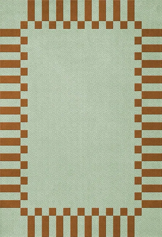 Teklan Frame Pistachio Camel Rug - Green, Wool alternate view