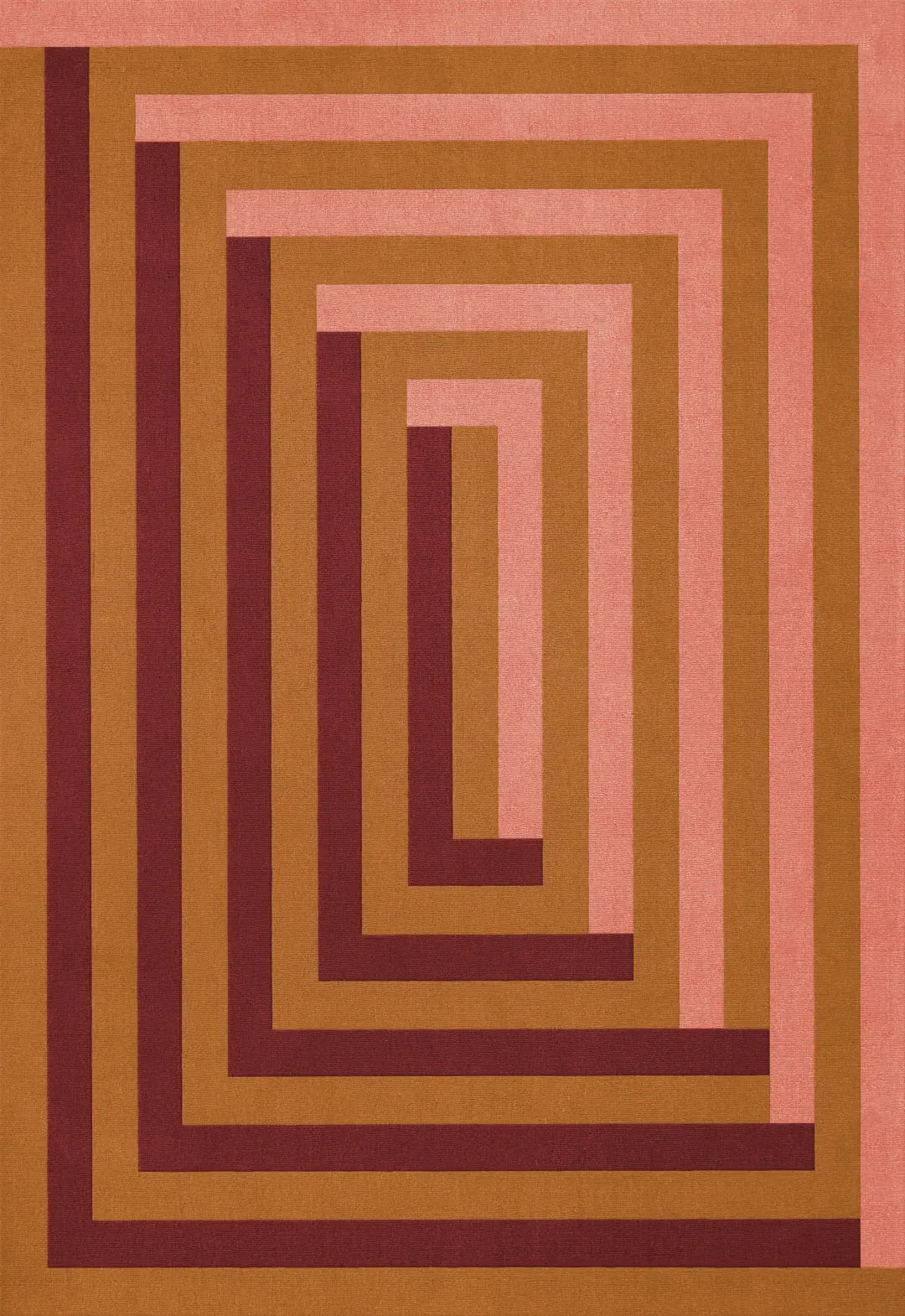 Teklan Labyrinth Rug - Coral Pink, Wool alternate view