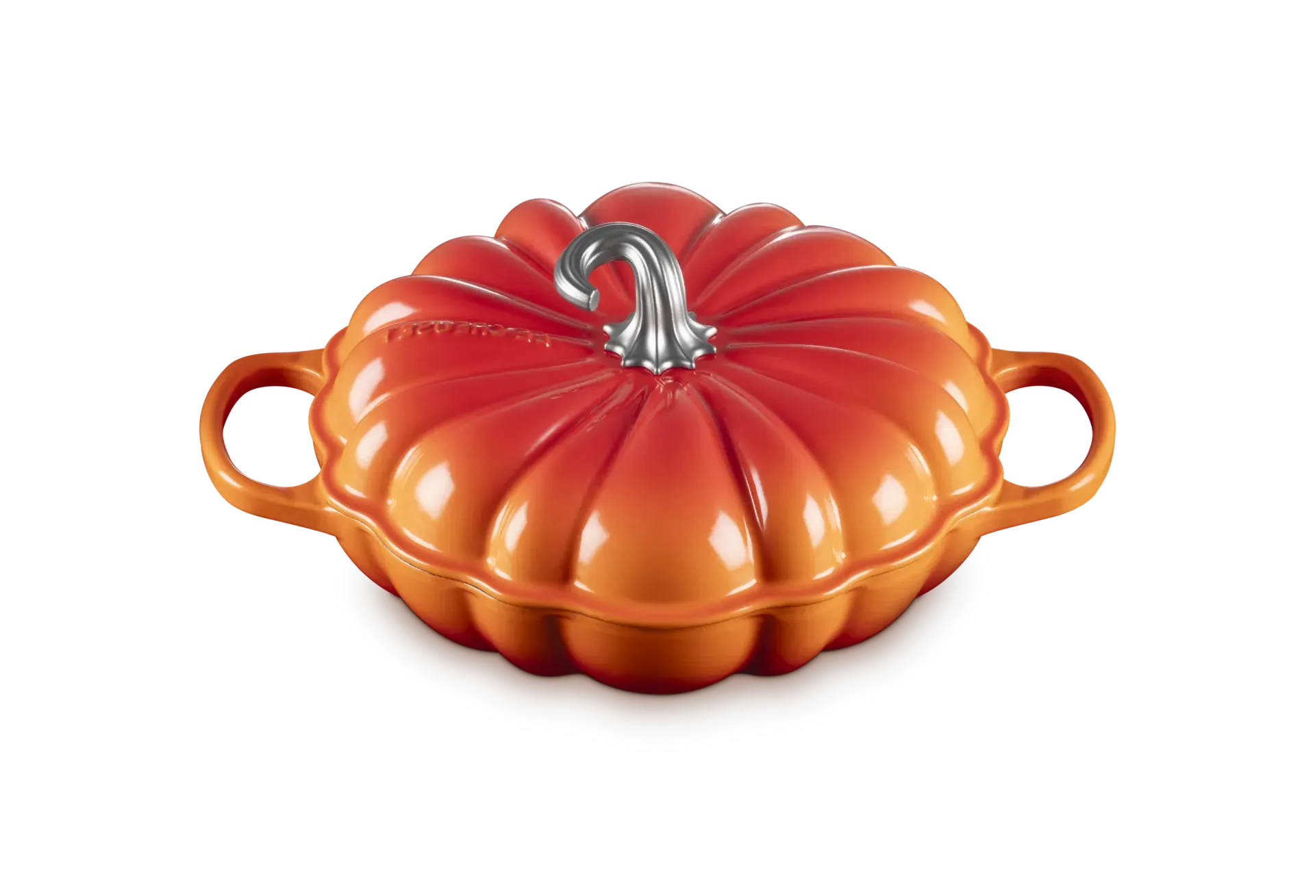 Cast Iron Pumpkin Shallow Casserole - Stainless Steel Knob product
