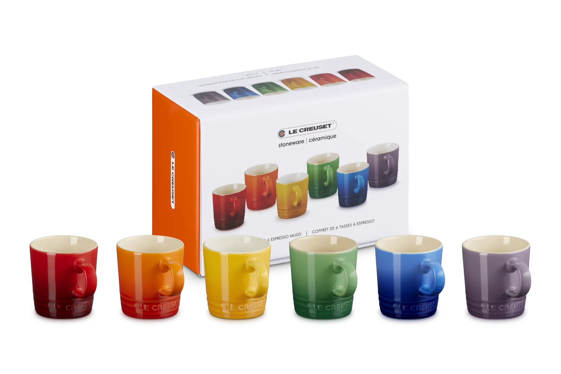 Stoneware Rainbow Set of 6 Espresso Mugs product