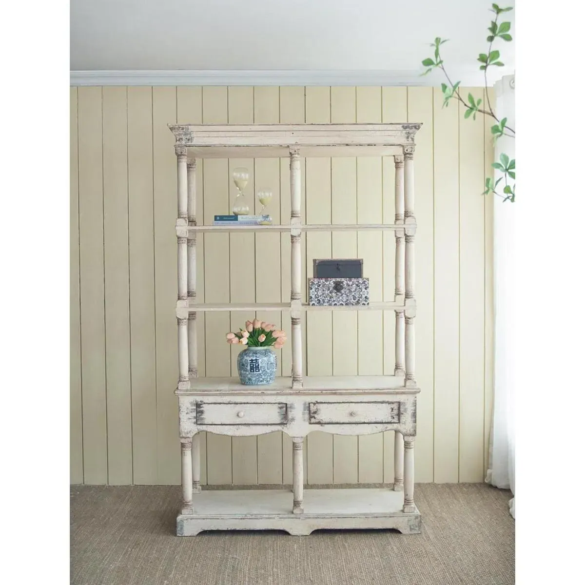 Adela Bookcase - White, Fir Wood alternate view