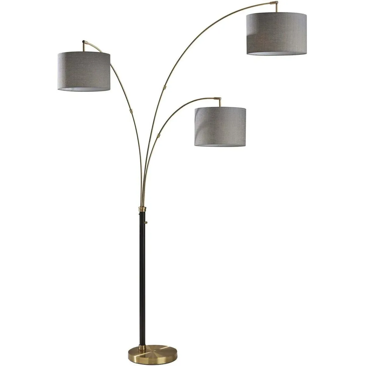 Bergen 3-Light Arc Floor Lamp - Black, Antique Brass product