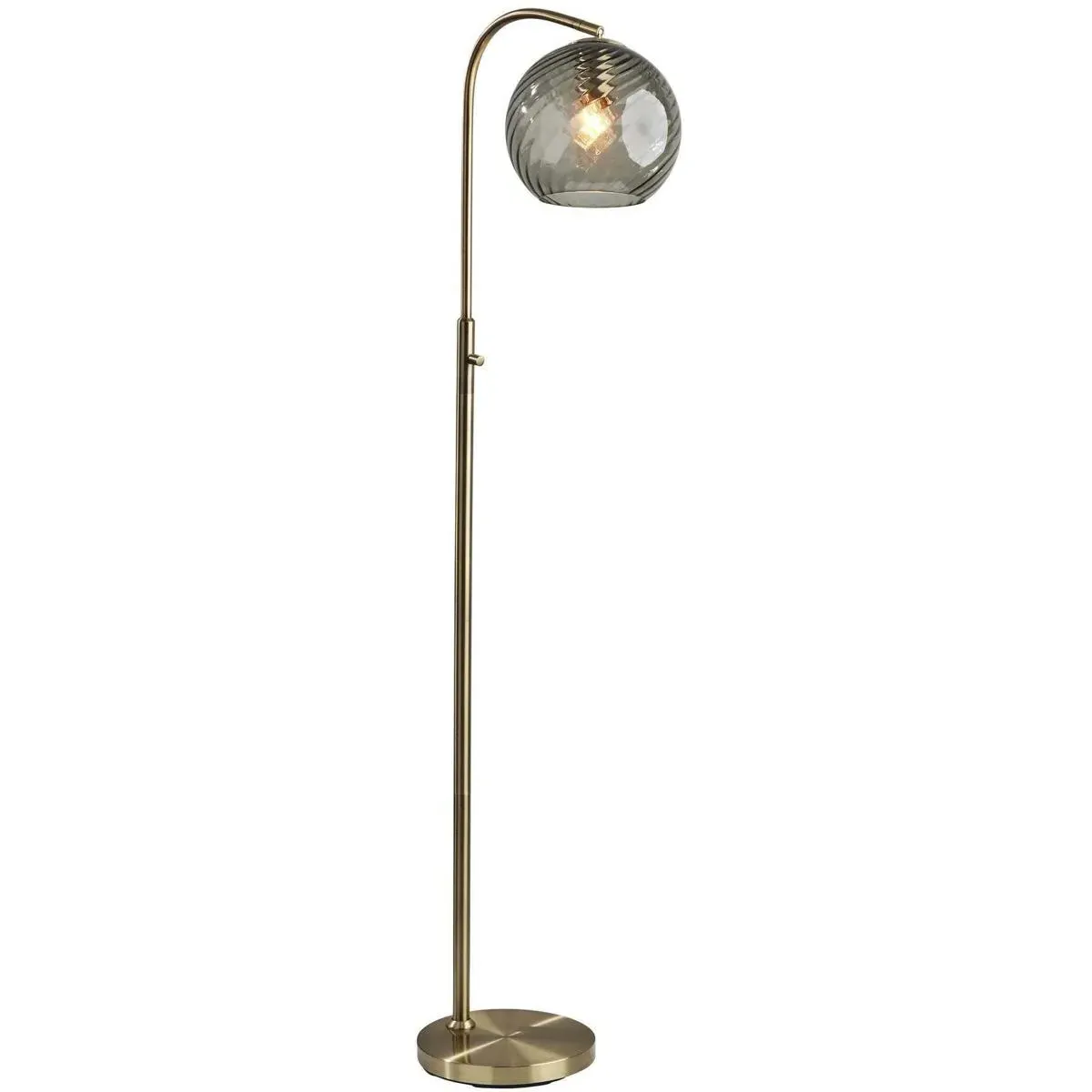 Camden Floor Lamp - Antique Brass, Smoked Swirled Glass product