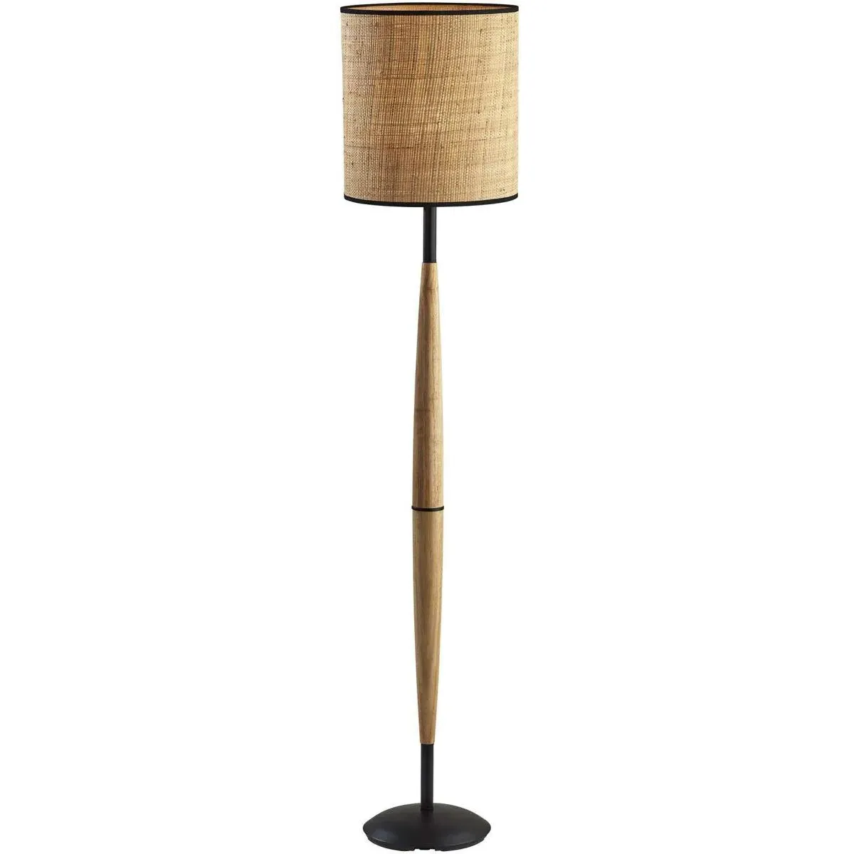 Cayman Floor Lamp 3-Way Rotary - Black, Natural Wood product