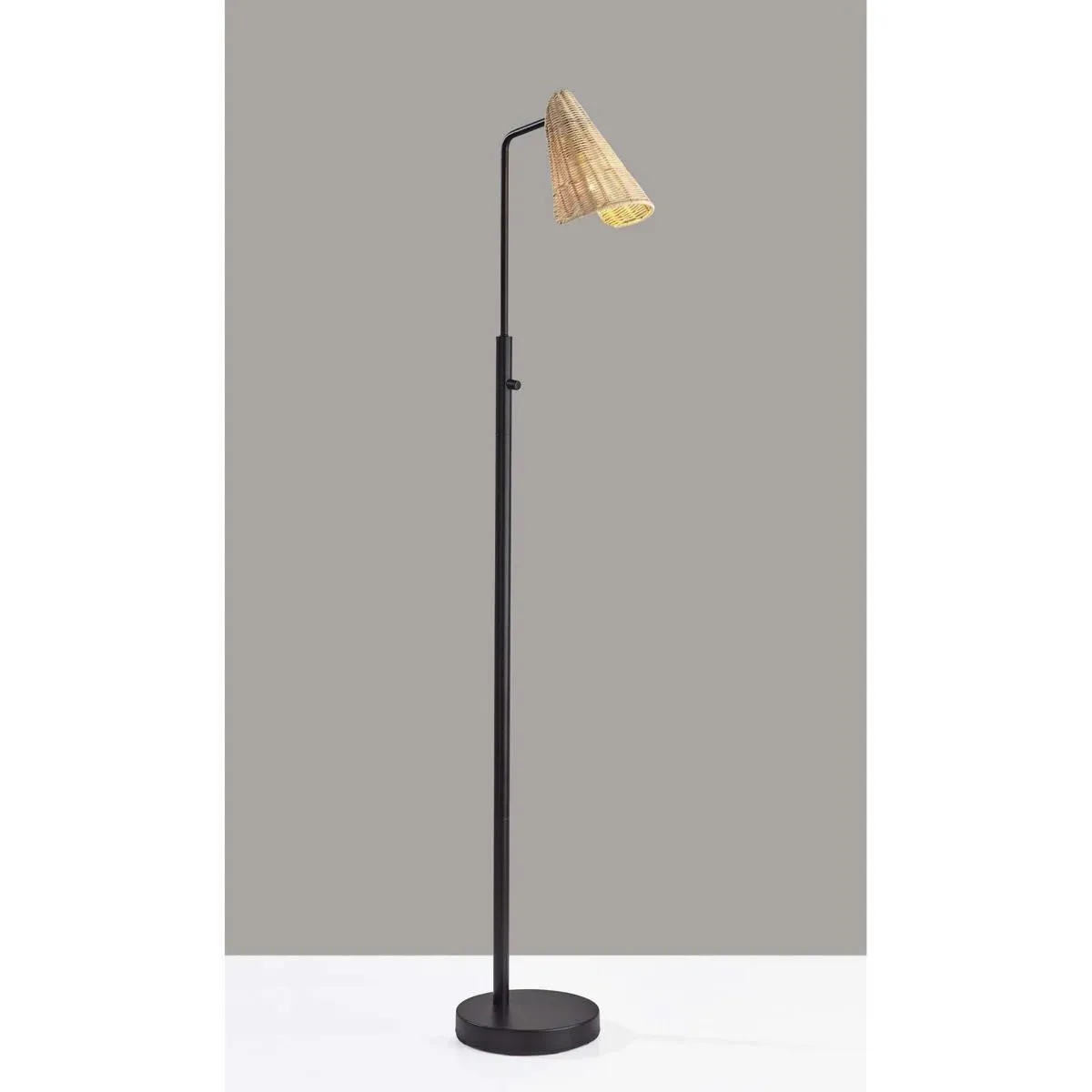 Cove 58 Inch Floor Lamp - Black, Natural Rattan alternate view