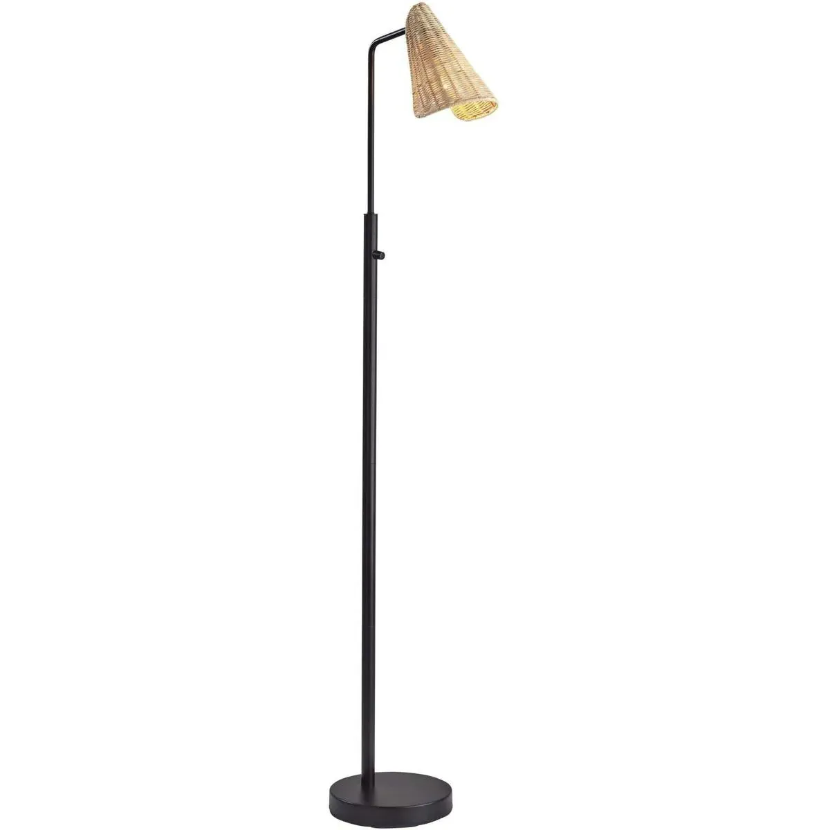 Cove 58 Inch Floor Lamp - Black, Natural Rattan product