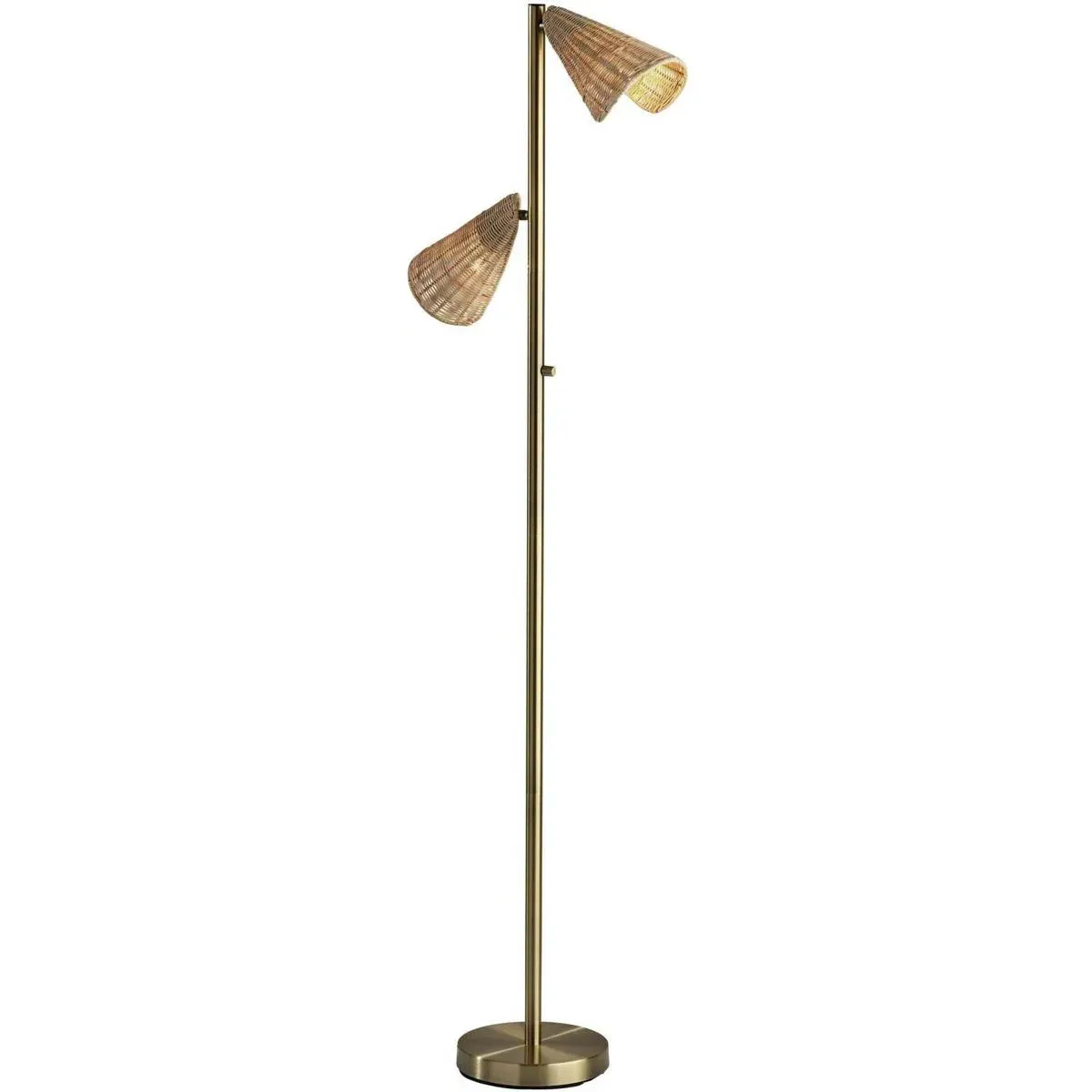 Cove Tree Floor Lamp - Antique Brass, Natural Rattan product