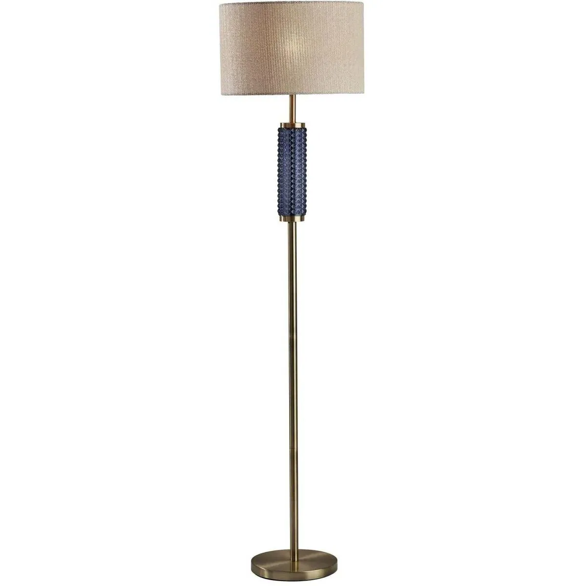 Delilah Floor Lamp 3-Way Rotary Switch - Antique Brass, Blue Textured Glass product