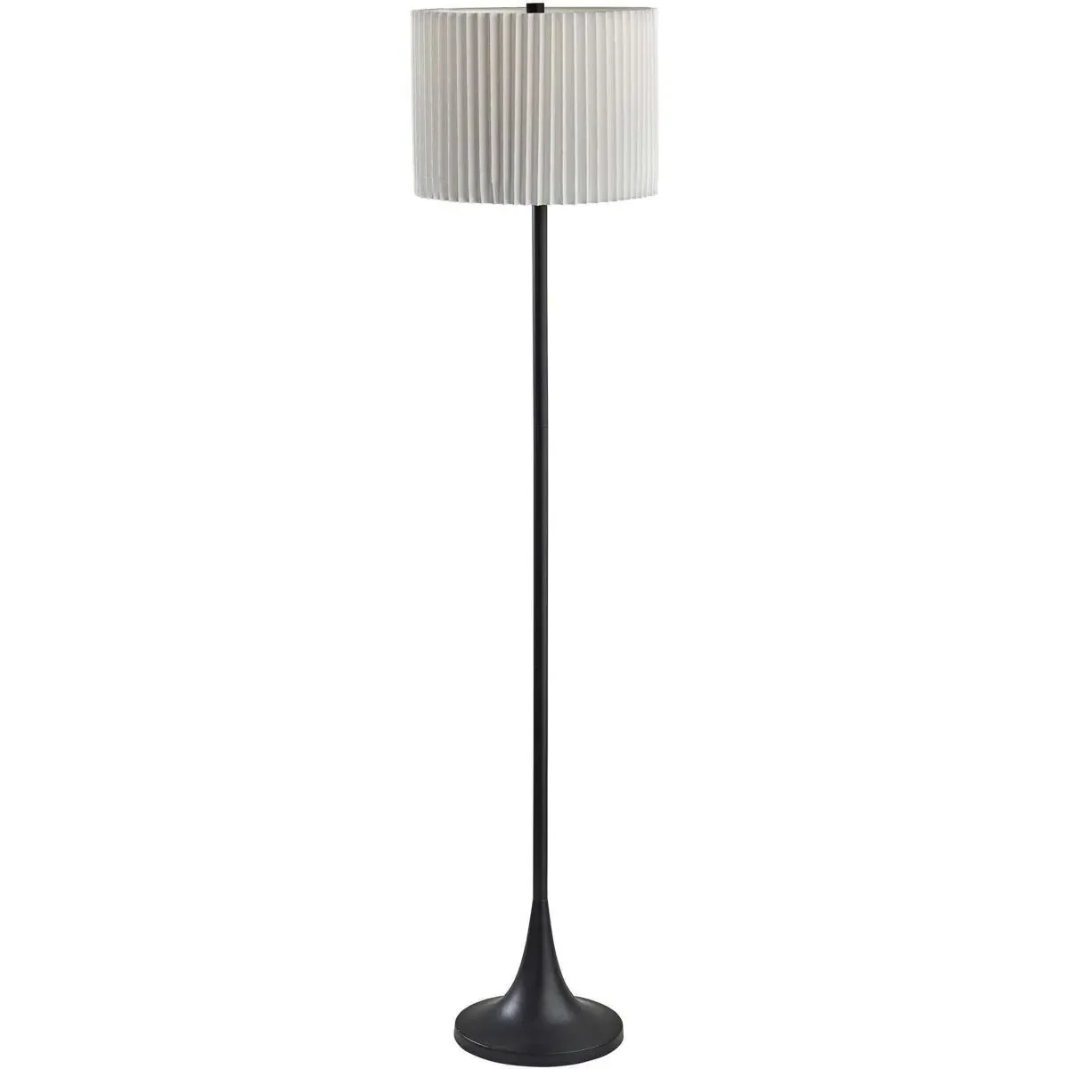 Eli Floor Lamp 3-Way Rotary Switch - Black, White Pleated Fabric product