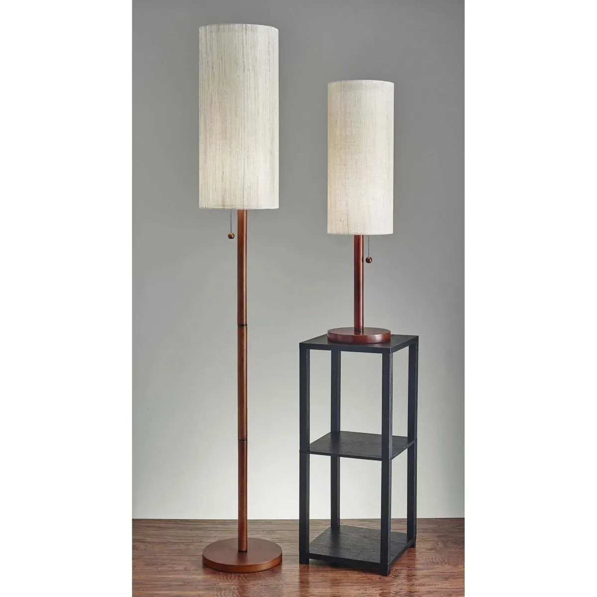 Hamptons 65-Inch Floor Lamp with Pull-Chain - Walnut alternate view