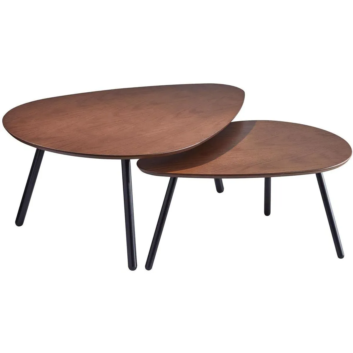 Hendrix Nesting Coffee Tables Set of 2 - Walnut, Metal/Wood product