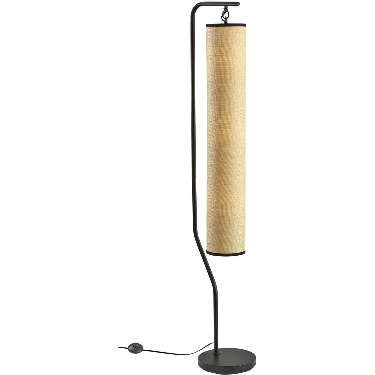 Lyons 3-Light Floor Lamp - Black, Natural Woven Paper product