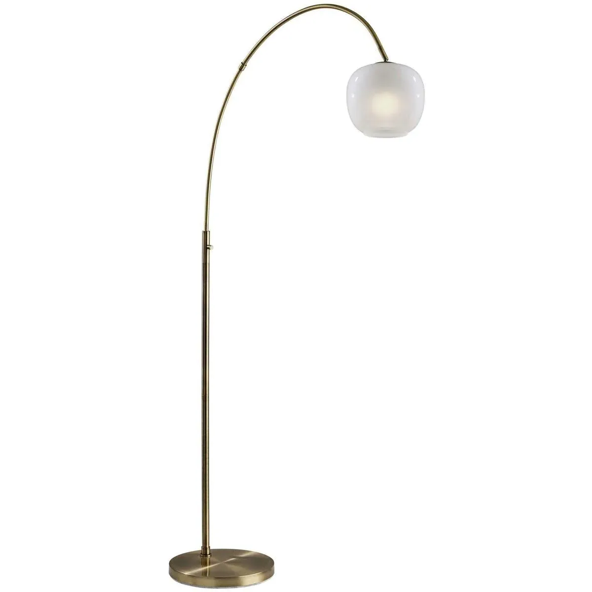Magnolia Arc Floor Lamp - Antique Brass, White Frosted Glass product