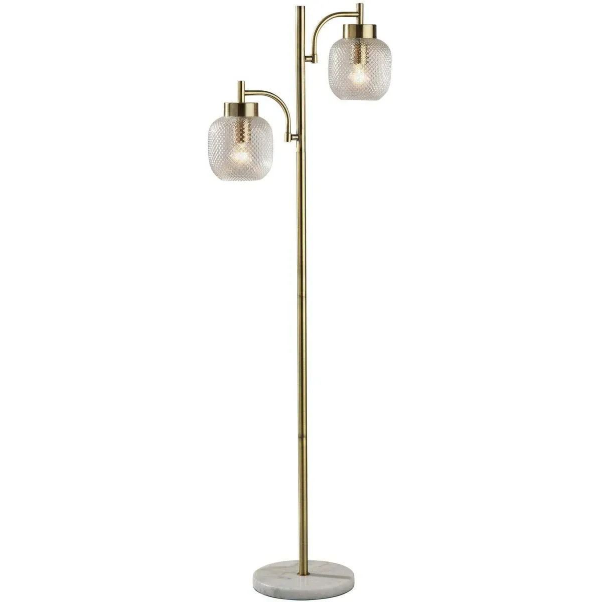 Natasha 2-Light Floor Lamp with Touch Switch - Antique Brass, Clear Textured Glass product