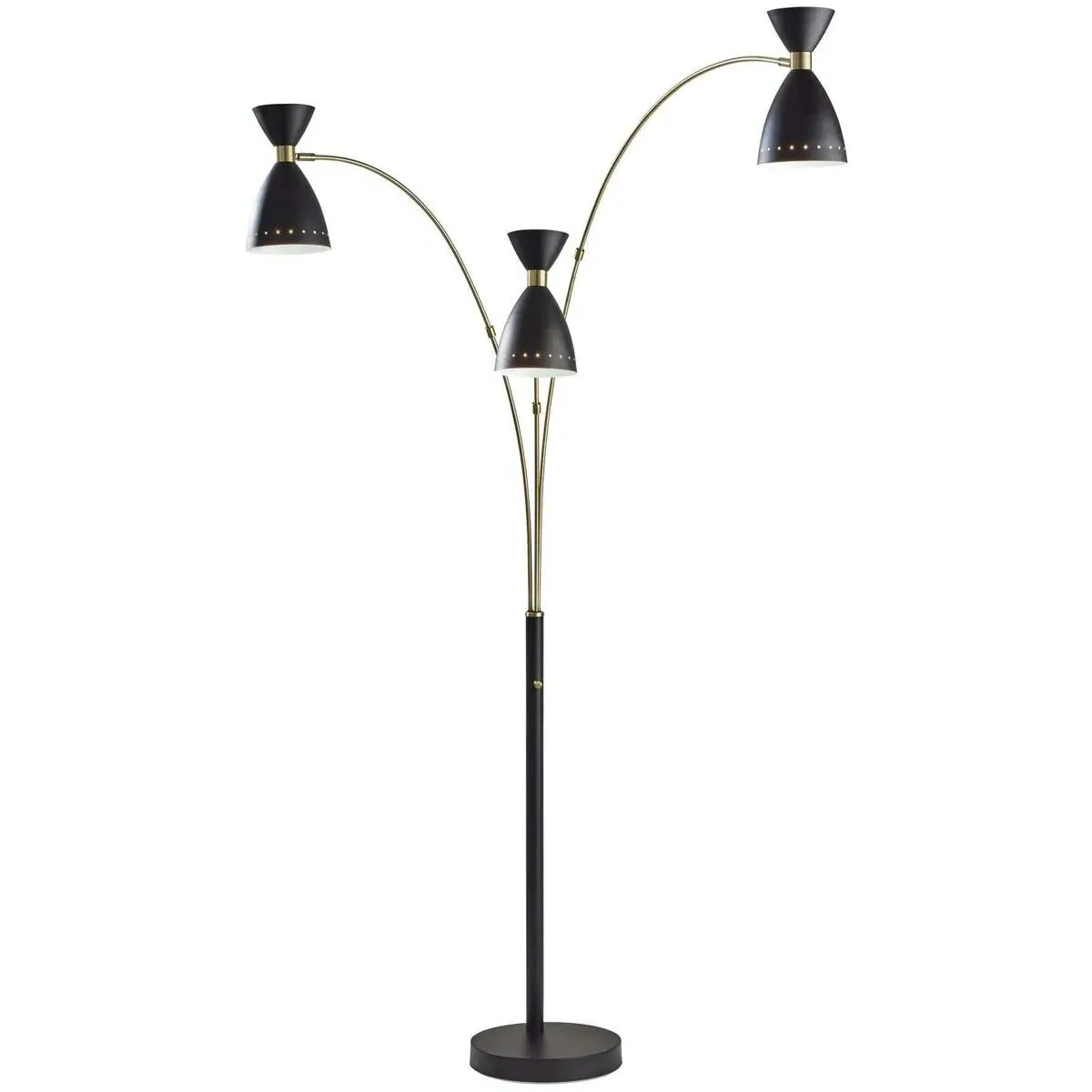 Oscar 3-Arm Arc Floor Lamp - Black, Antique Brass product
