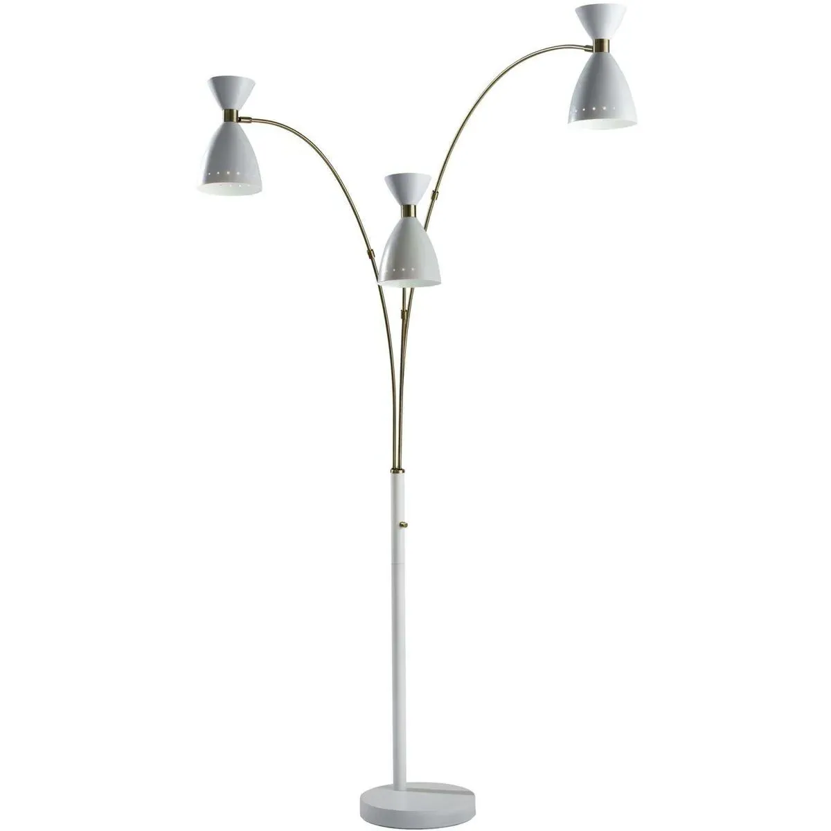Oscar 3-Arm Arc Floor Lamp - White, Antique Brass product