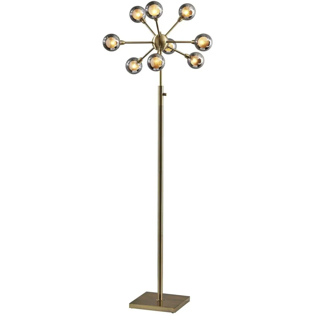 Starling 70-Inch Floor Lamp with Dimmer - Antique Brass, Glass product