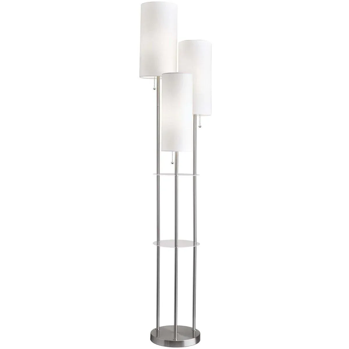 Trio 3-Light Floor Lamp - Brushed Steel, White Linen product