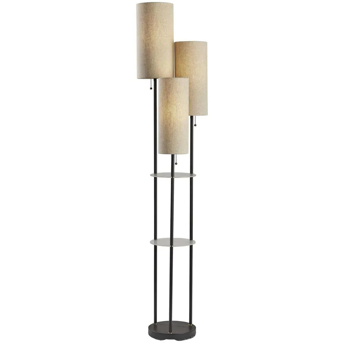 Trio 3-Light Floor Lamp with Pull Chains - Black, Antique Brass product