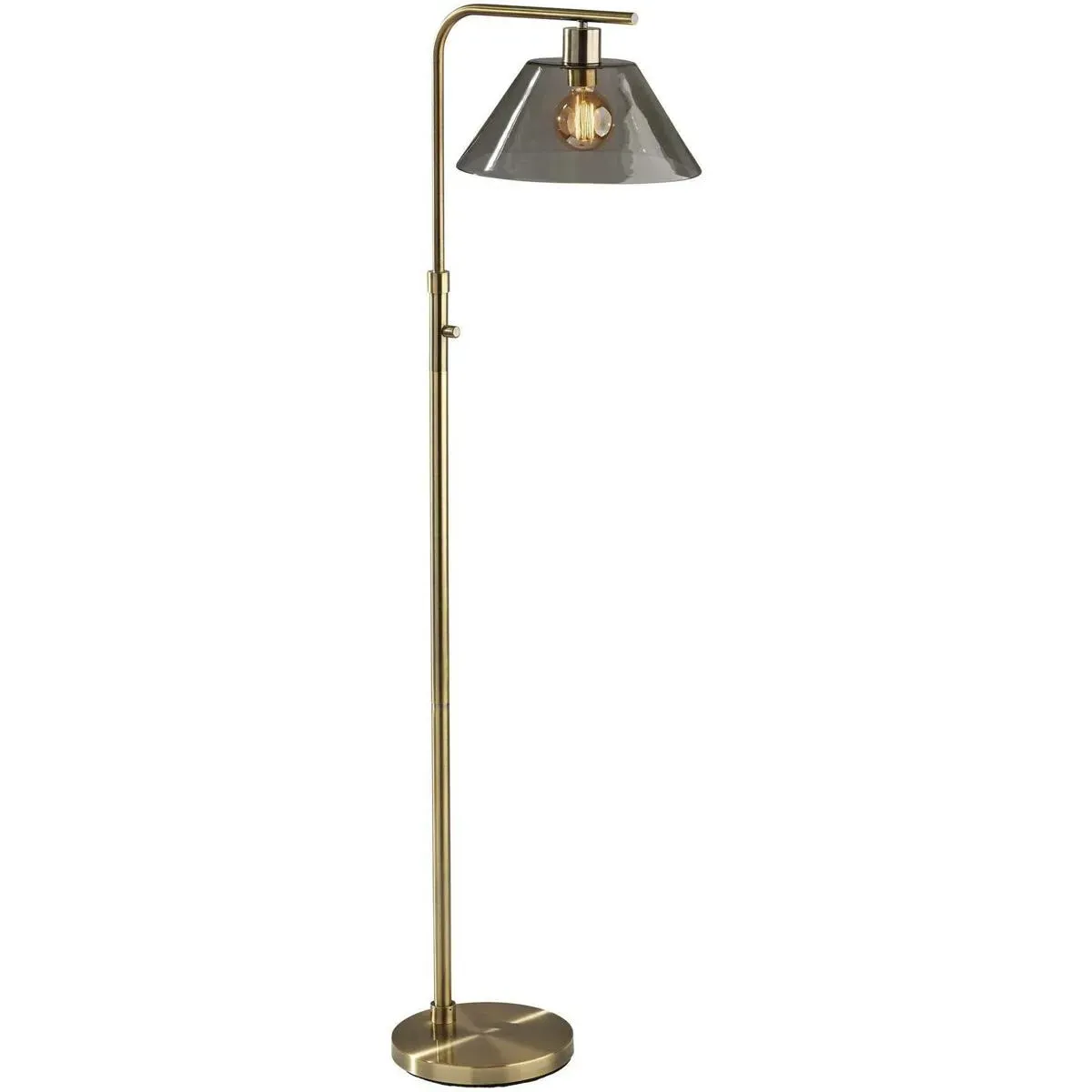 Zoe Floor Lamp with Rotary Switch - Antique Brass, Smoked Glass product