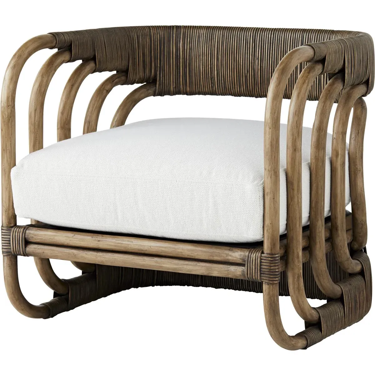 Hamza Accent Chair - Pearl and Palm Gray, Bouclé/Rattan product