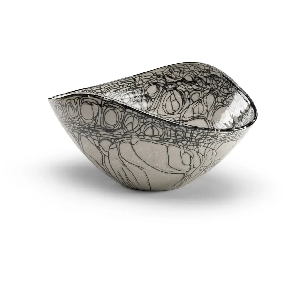 381511 Centerpiece - Black and White Swirl Glaze, Porcelain product