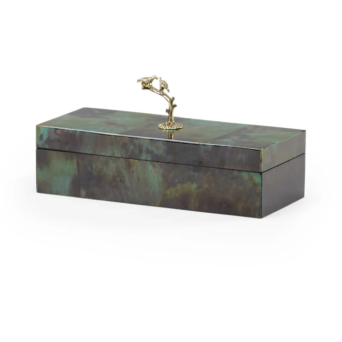 9 Inch Decorative Box - Tiger Pen Shell, Wood/Brass product