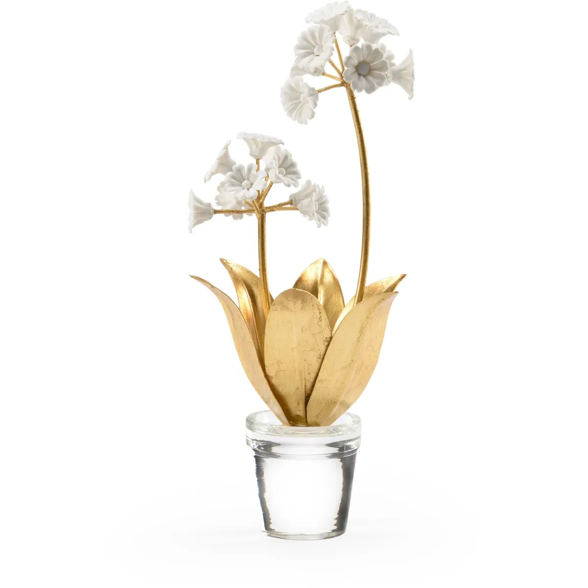 Auricula Flowers Accent - Clear/Antique Gold/Matte White, Crystal product