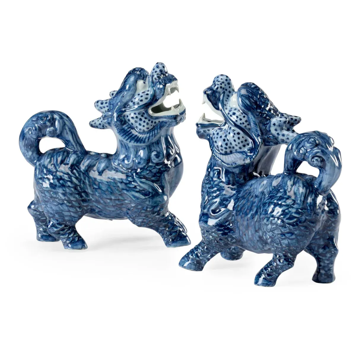 Ceramic Figurines Pair - Blue, White product
